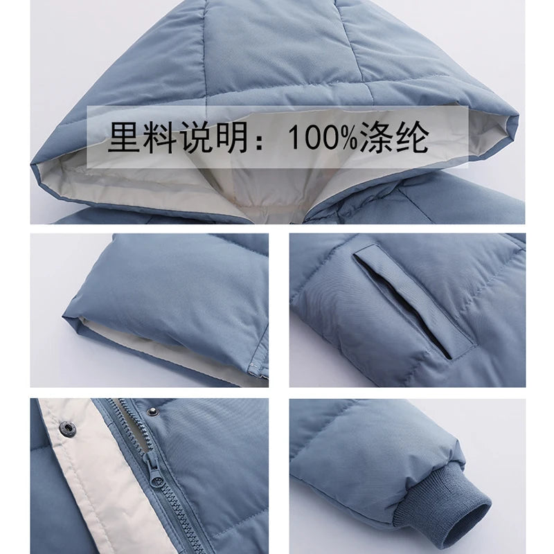 Boys’ Autumn/Winter Jacket – Solid Color, Long Hooded Coat, Warm & Cozy