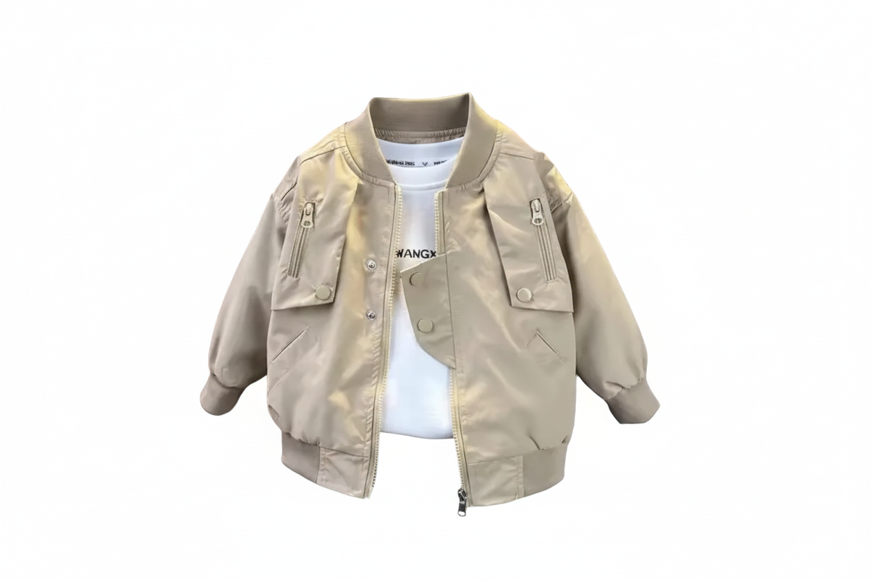 Solid Color Baseball Zipper Jacket - Kidnor