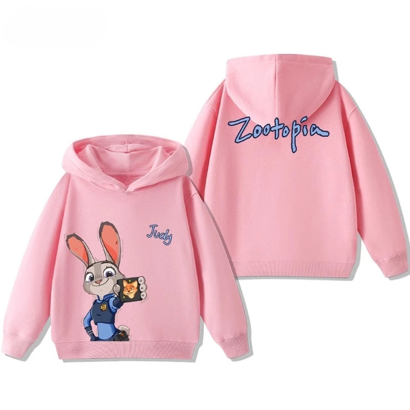 Kids' Zootopia Character Hoodie - Judy & Nick Cartoon Pullover Ages 1-12