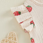 Baby Girls Strawberry Print Top & Shorts Set - 2-Piece Summer Outfit