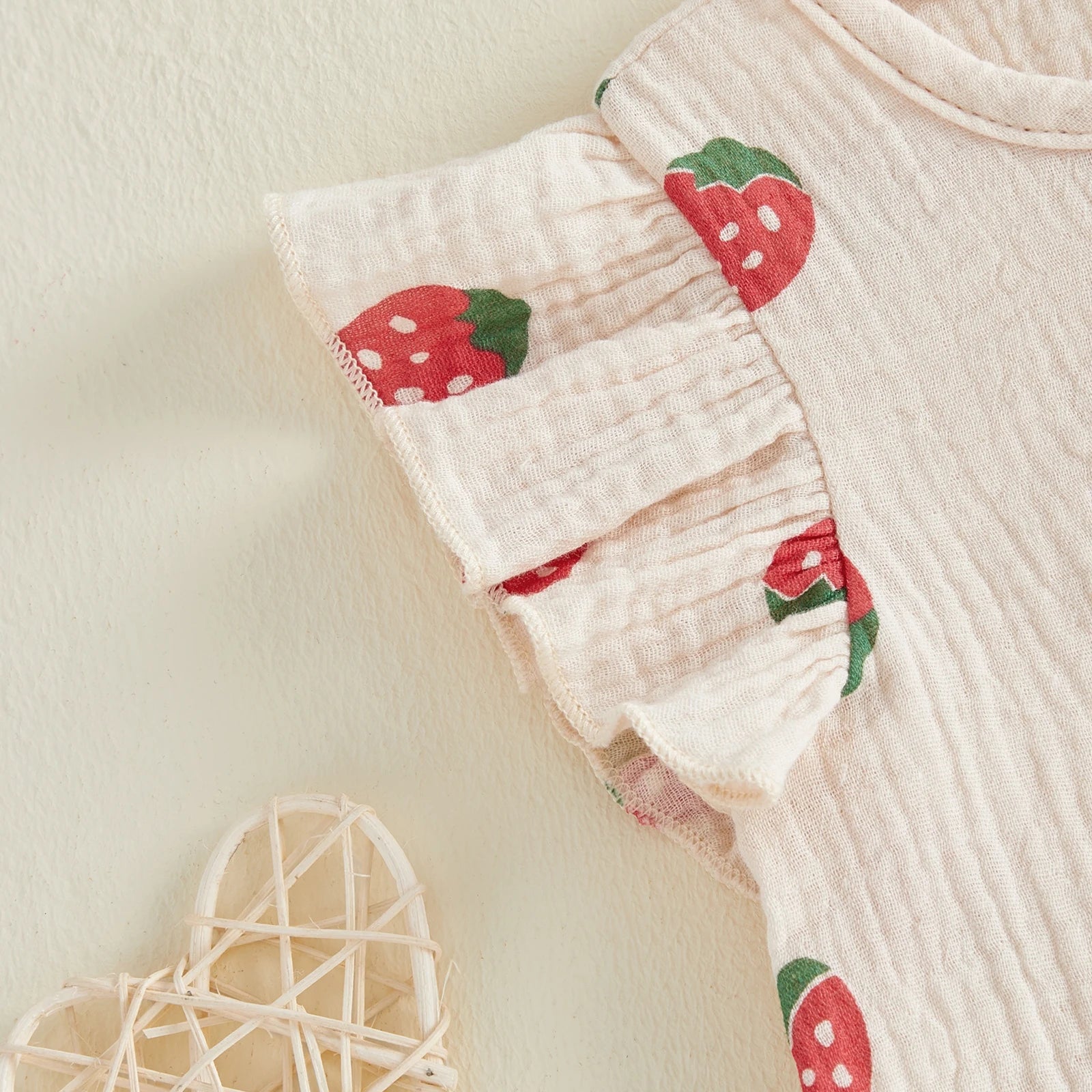 Baby Girls Strawberry Print Top & Shorts Set - 2-Piece Summer Outfit
