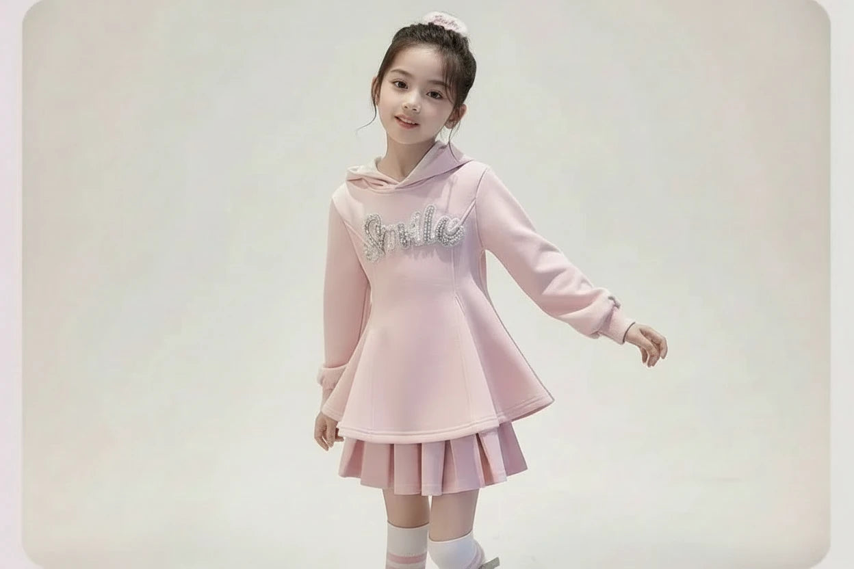 set  sweatshirts and pink pleated skirt - Kidnor