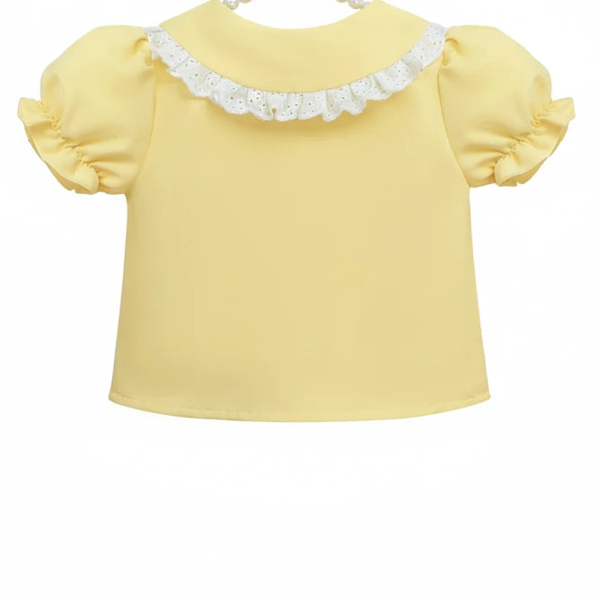 Lace Trim Peter Pan Collar Blouse - Kidnor
