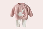Autumn Toddler Baby Girls Outfit Swan Embroidery Long Sleeve Sweatshirt Ditsy Floral Elastic Waist Pants Spring Clothes