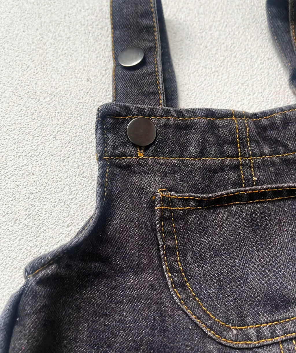 Toddler Denim Overalls - Solid Color Jumpsuit for Kids Ages 1-3