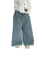 Kids Polka Dot Wide Leg Jeans - Loose Straight Pants