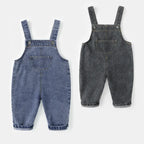 Toddler Denim Overalls - Solid Color Jumpsuit for Kids Ages 1-3