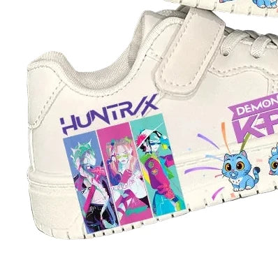 Kids KPOP Fashion Sneakers - White Printed Anti-Slip Sport Shoes