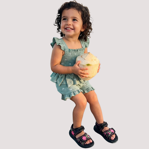 Bow Print Square Neck Top and Shorts Set - Kidnor