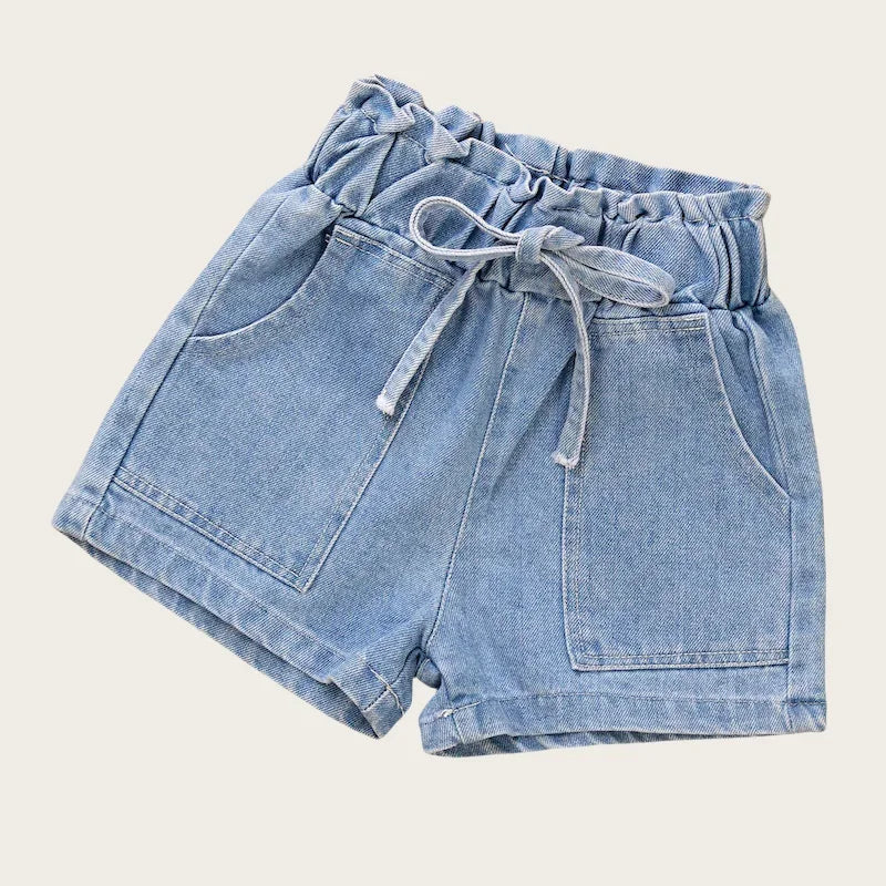 Girls' Denim Shorts - Cotton Elastic Waist Summer Jeans Ages 3-9