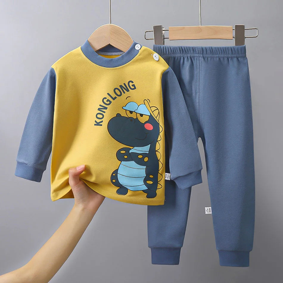 Kids Cartoon Dinosaur Pajamas Set – Soft & Comfortable
