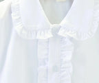Girls' Doll Collar Bubble Sleeve Blouse - Ruffled Summer Top Ages 7-12