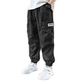 Boys' Cargo Sports Pants - Cotton Sweatpants with High Visibility Details