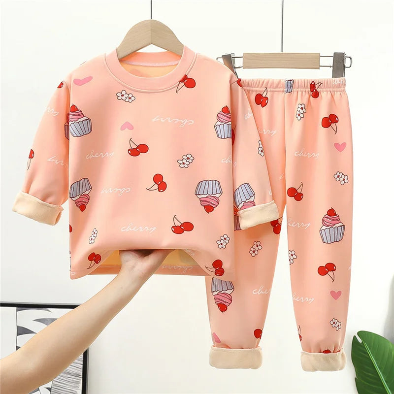 Kids Autumn Winter Velvet Pajama Set – 2PCS