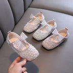 New Girls Princess Shoes Fashion Children's Bow Rhinestone Sequin Kids Shoes Baby Party Student Flat Performance Shoes H19