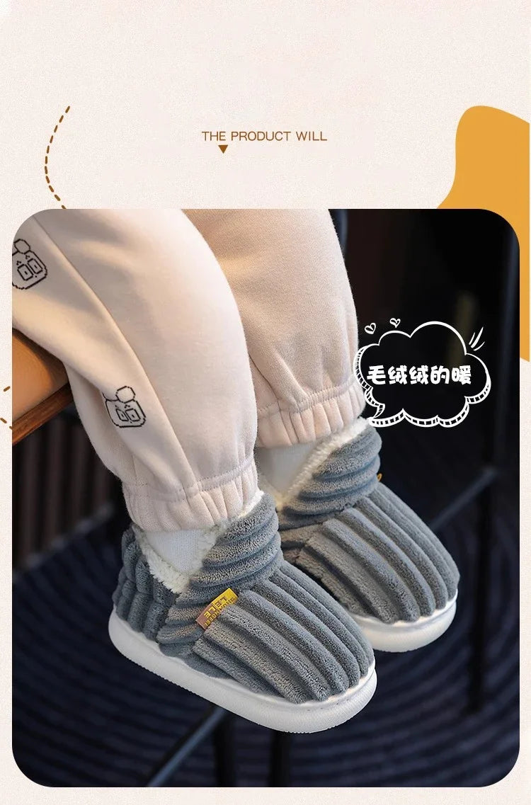 Cotton Shoes Children's Cotton Slippers Winter Warm Bag Home Parent-child Thick Soled Baby