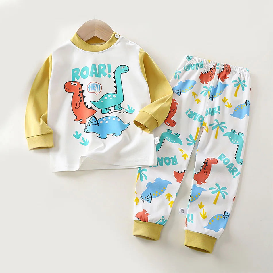 Kids Cartoon Dinosaur Pajamas Set – Soft & Comfortable
