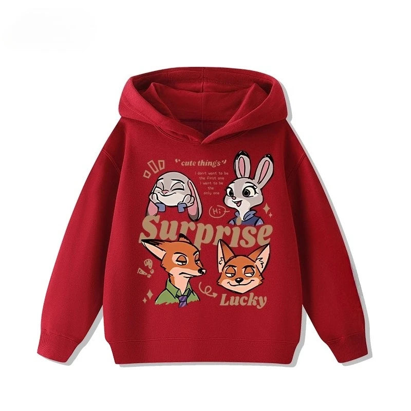 Kids' Zootopia Character Hoodie - Judy & Nick Cartoon Pullover Ages 1-12