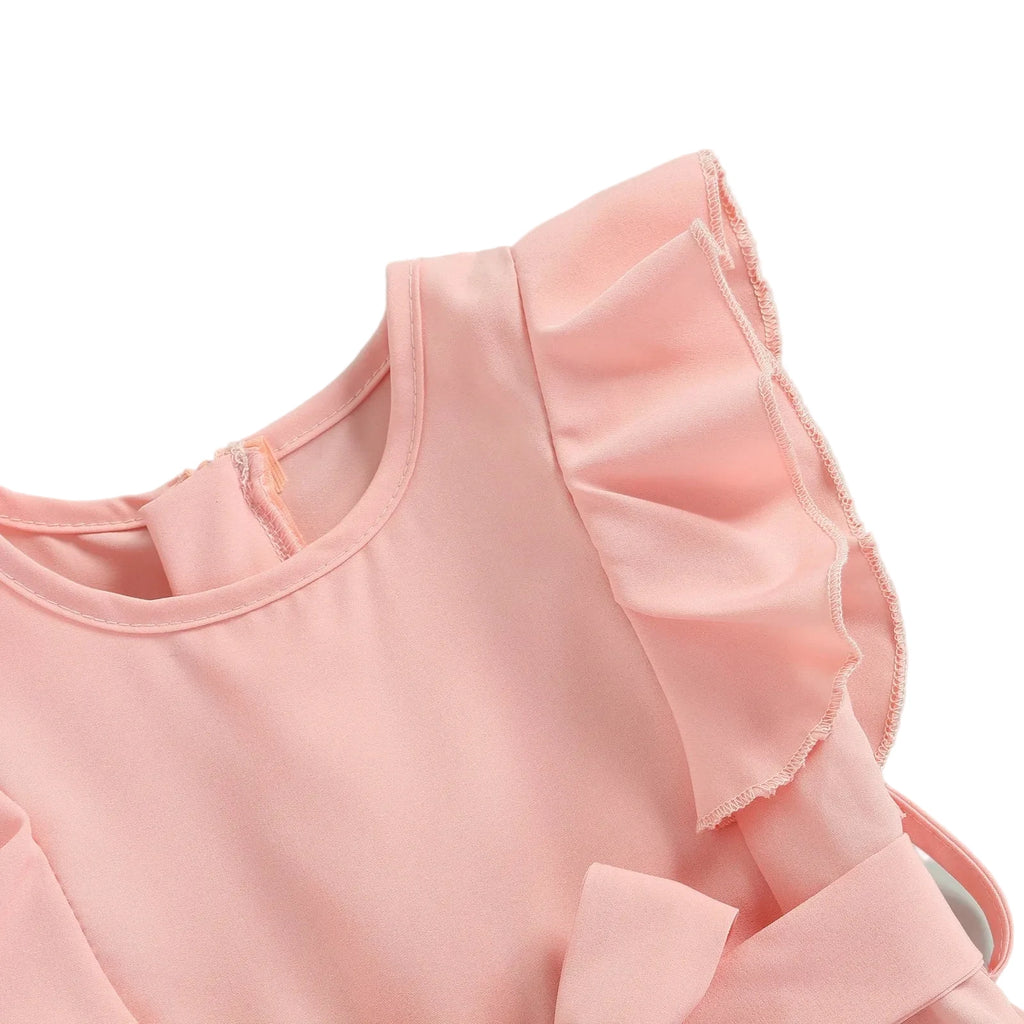 Toddler Girl Off-Shoulder Romper - Solid Color Summer Jumpsuit Ages 1-6