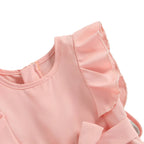 Toddler Girl Off-Shoulder Romper - Solid Color Summer Jumpsuit Ages 1-6