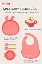 6-8-Pcs Baby Silicone Tableware Set Food-Grade Suction Bowl Plate for Toddler Feeding, Non-Toxic Complementary Food Training Kit