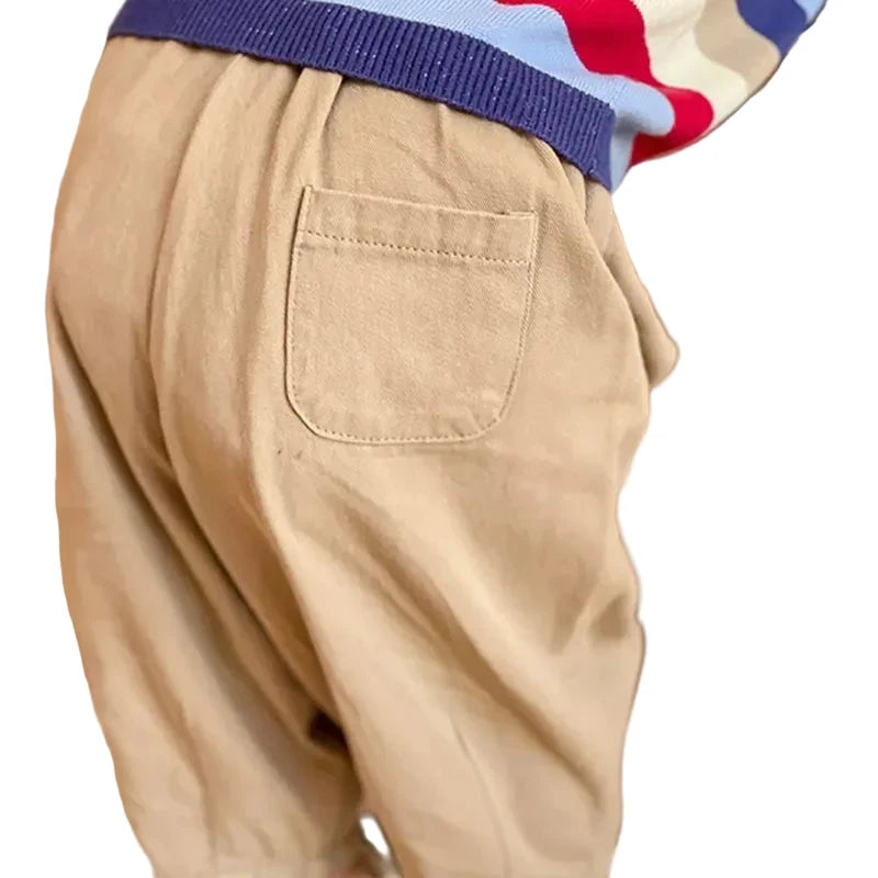 Kids' Casual Loose Pants - Solid Color Ankle Length Trousers with Pockets