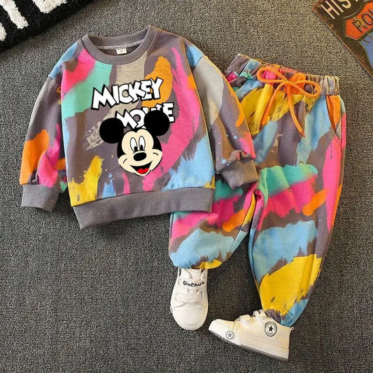 Kids’ Set – Minnie and Mickey Mouse Print Long Sleeve Sweatshirt & Pants