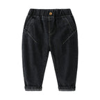 Casual Style Straight Leg Monochrome Mid Waist Childrens Pants - Kidnor