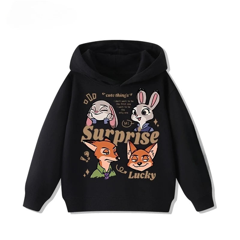 Kids' Zootopia Character Hoodie - Judy & Nick Cartoon Pullover Ages 1-12