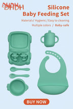 6-8-Pcs Baby Silicone Tableware Set Food-Grade Suction Bowl Plate for Toddler Feeding, Non-Toxic Complementary Food Training Kit