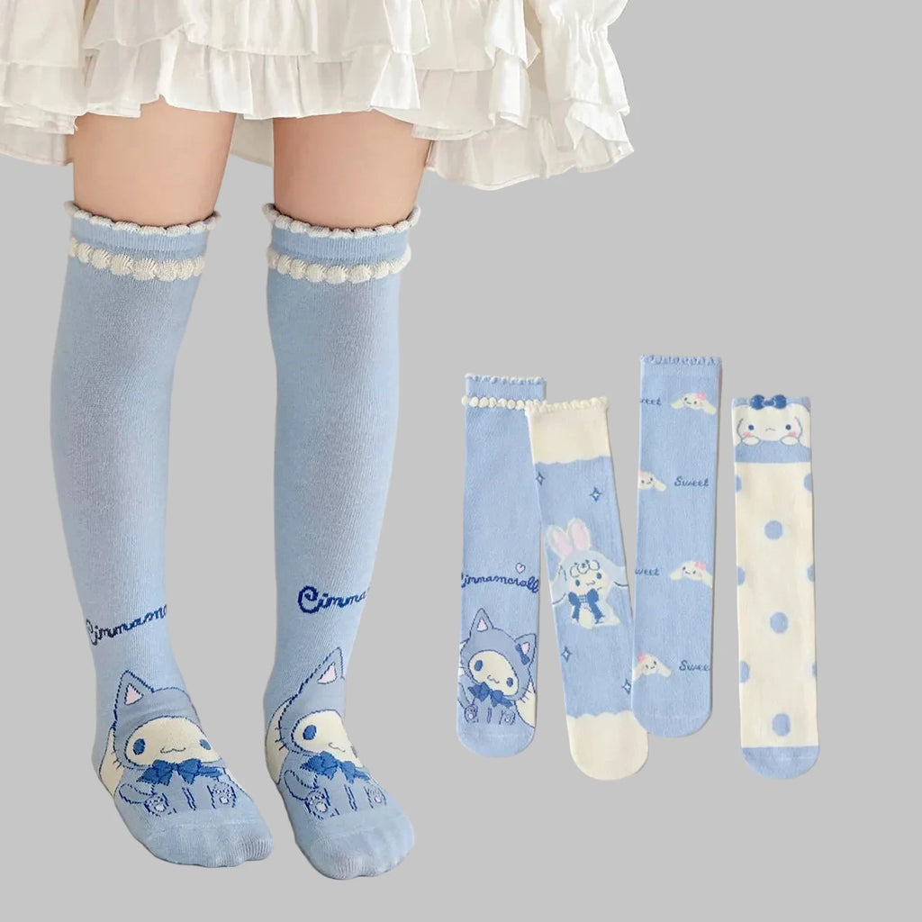 Girls Over-the-Knee Socks - Cute Cartoon Cotton Thigh High Socks