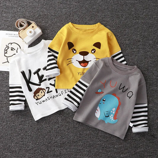 Kids Boys Sweatshirt Fake Two Piece Cotton