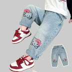 Hello Kitty Jeans, lockere, gerade Passform, Größe 2-8 Jahre