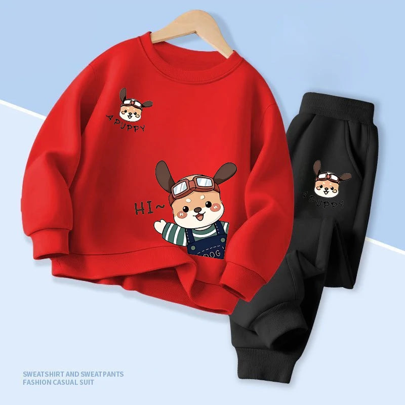Sanrio Kids’ Spring/Autumn Set – Pochacco Print Pullover & Pants