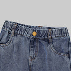 Vintage Denim Wide Leg Pants - Elastic Waist - Kidnor