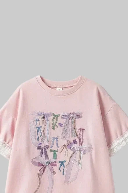 Casual Bow Short Sleeve Tee - Kidnor