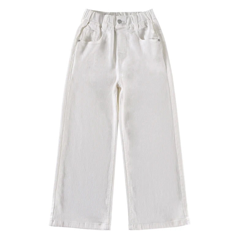 Girls White Bow Denim Jeans - Kidnor