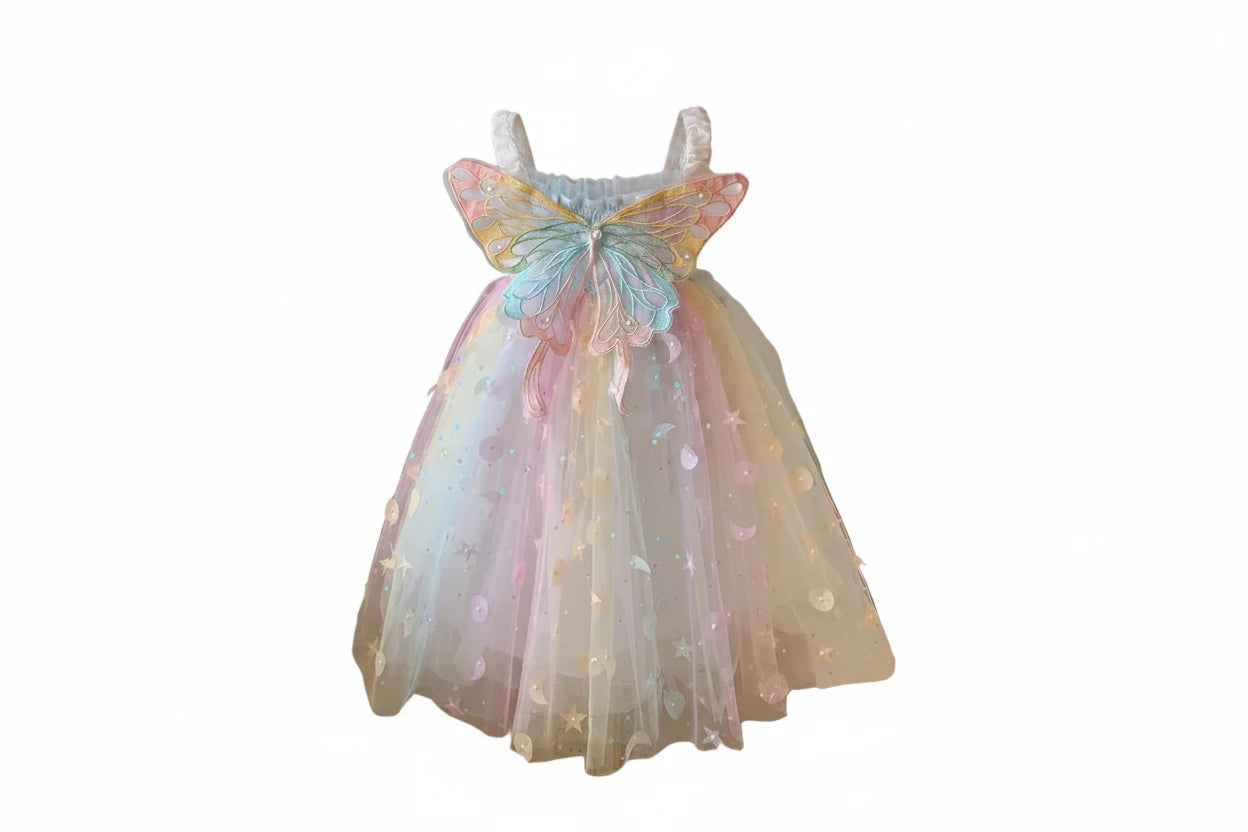 Girls Butterfly Rainbow Tank Princess Dress - Kidnor