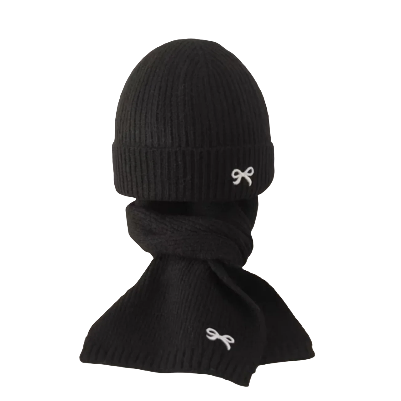 2Pcs Children Hat and Scarf Set Embroidered Bow - Kidnor