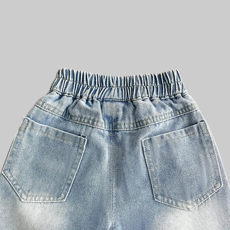 Jeans Straight Loose Washed Soft Denim Wide-Leg - Kidnor