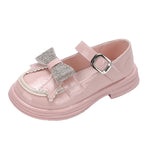 Girls Princess Mary Janes with Rhinestones & Bow - Leather Party Shoes