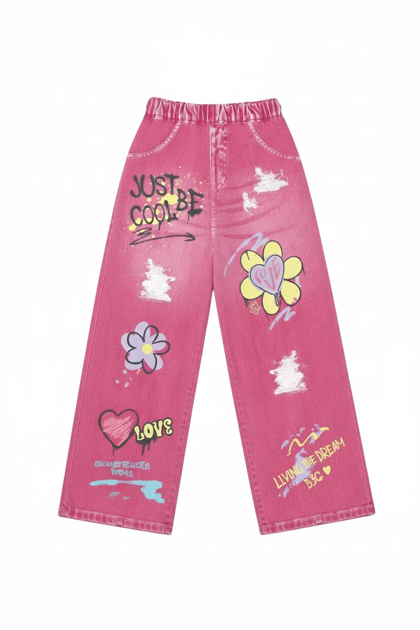 Pink Faux Jeans - Kidnor