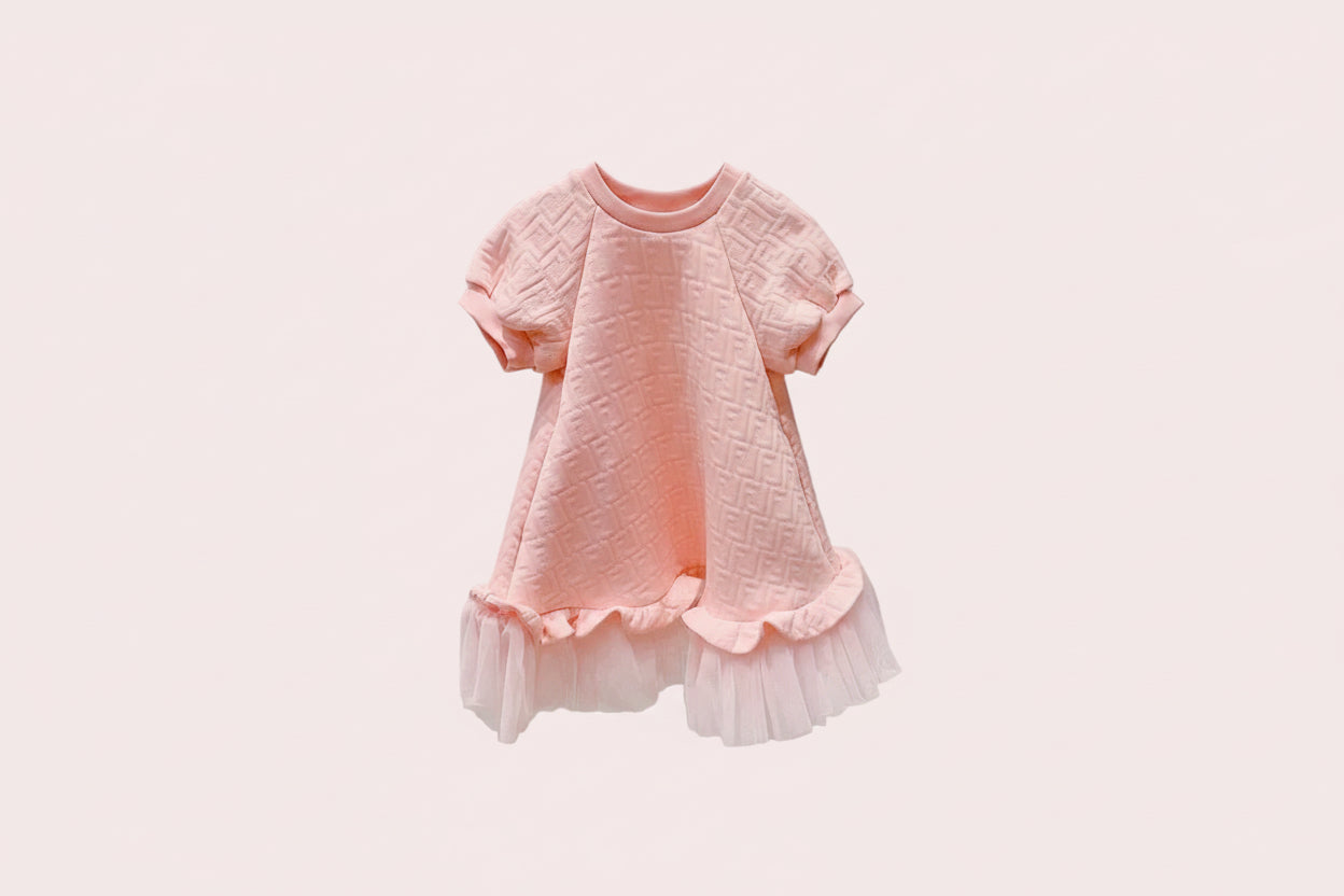 Mesh Short Sleeve Dress Princess Dress