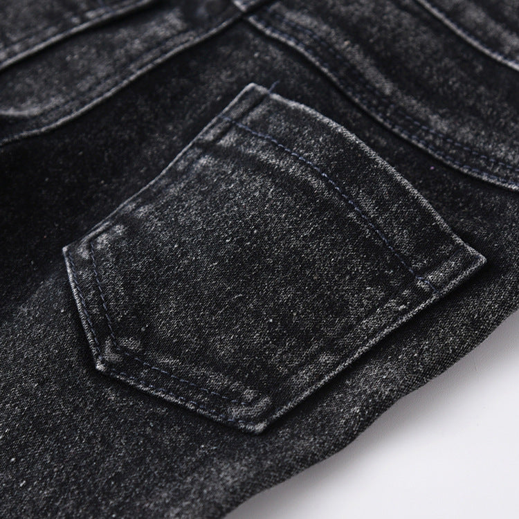 Children's High Elastic Fitting Denim Trousers - Kidnor