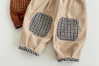 Baby Corduroy Check Pattren All-match Trousers