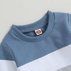 Stylish Color-Block Long-Sleeve Hoodie Set For Boys