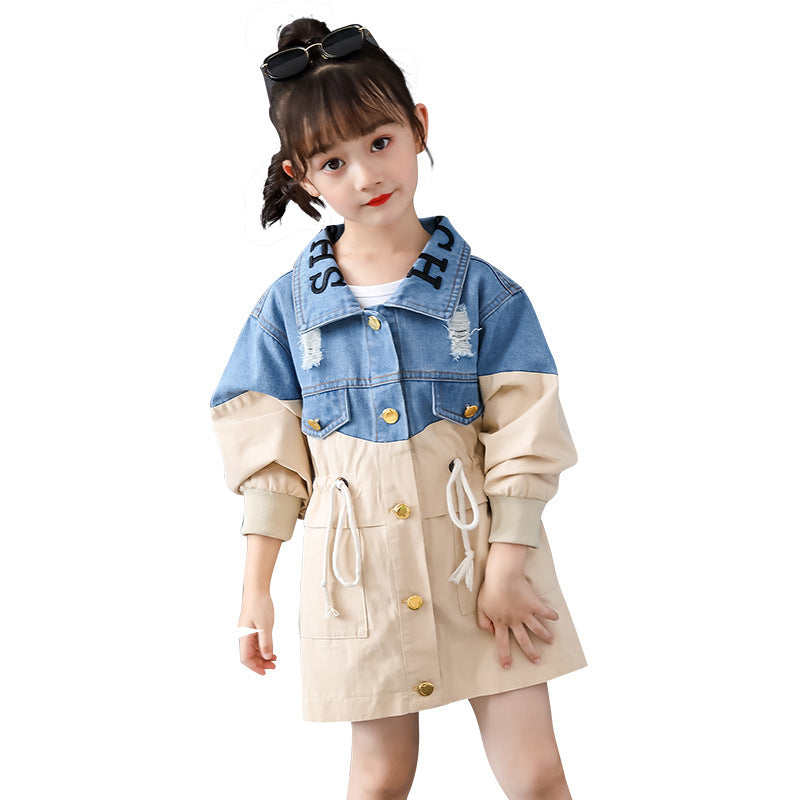 Fashion Simple Children's Denim Trench Coat - Kidnor