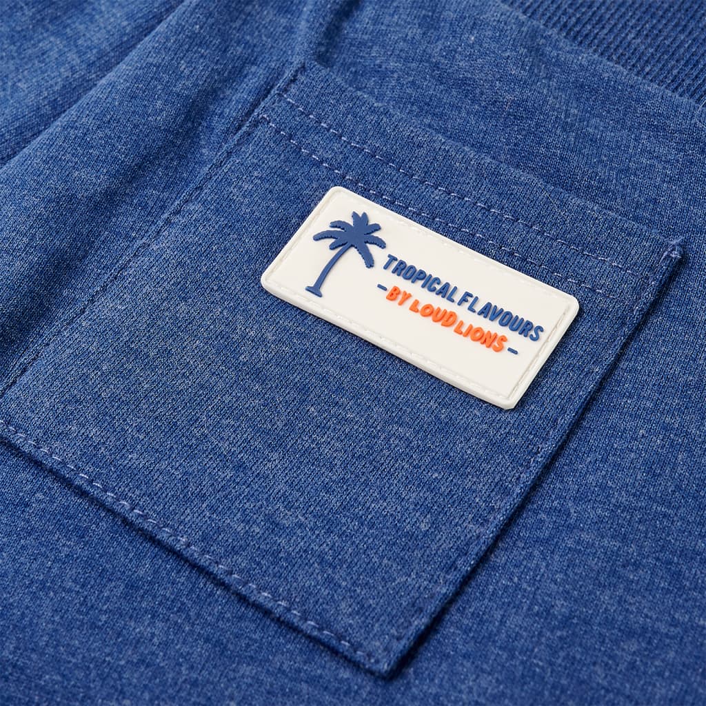 Children's shorts with drawstring, dark blue melange, size 104.