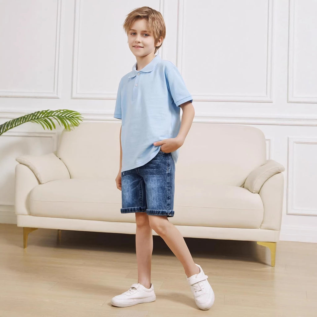 Summer Clothing Pants Shorts Boys Ribbed-waist Denim Mid-length Pants