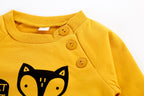 Children's Three-piece Pullover High Waist Pants Cartoon Fox Print